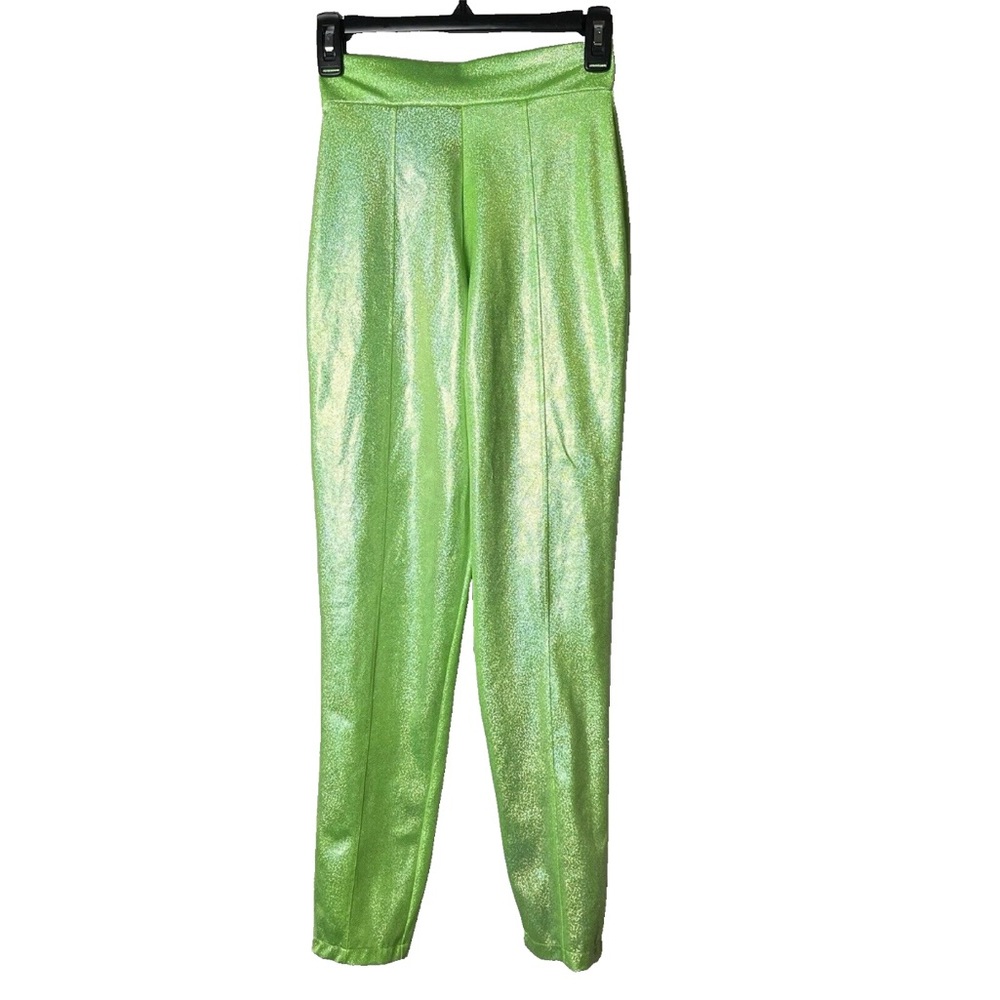 Women’s Pants Size Small Green Sparkle Costume Party Tapered Inseam 29.5